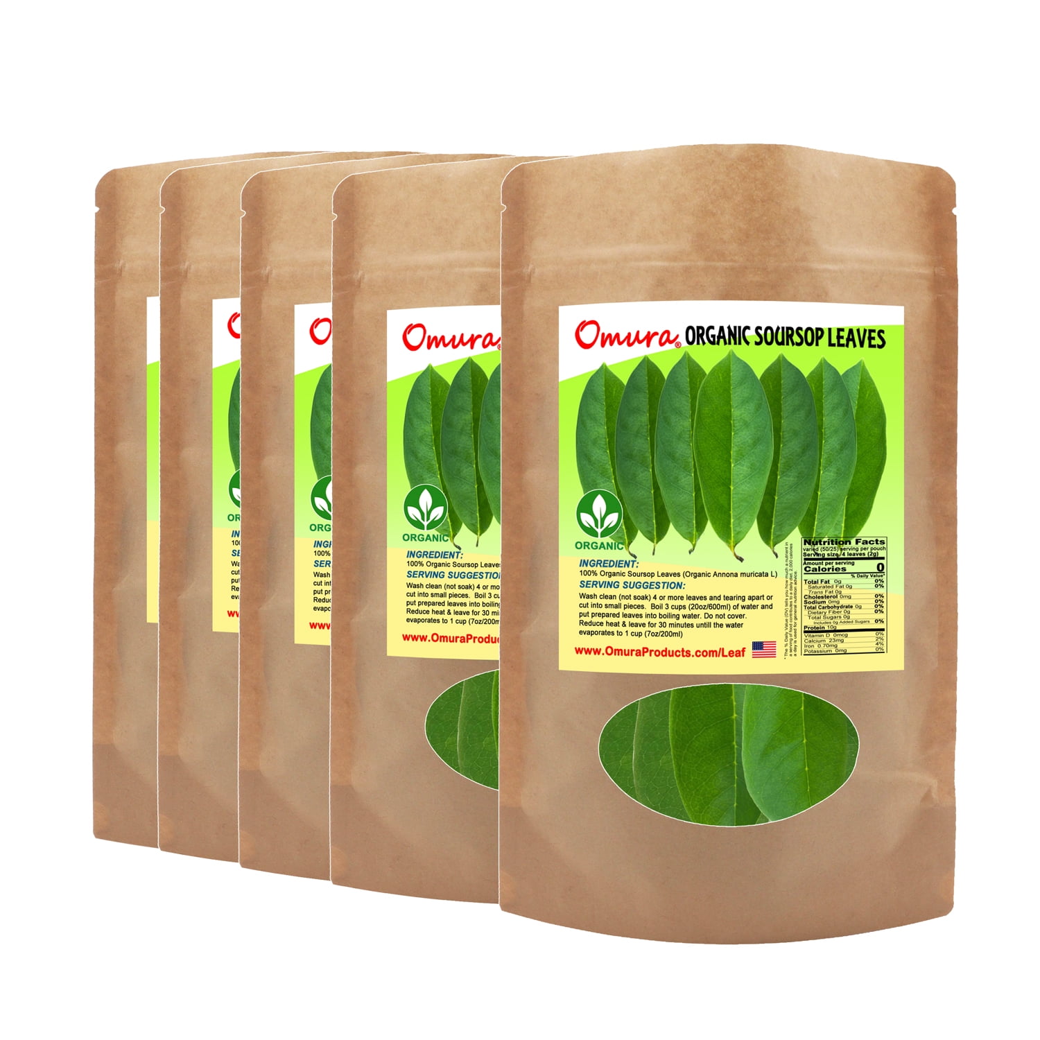 Omura Soursop Organic Leaves Hojas de Guanabana Whole Leaves