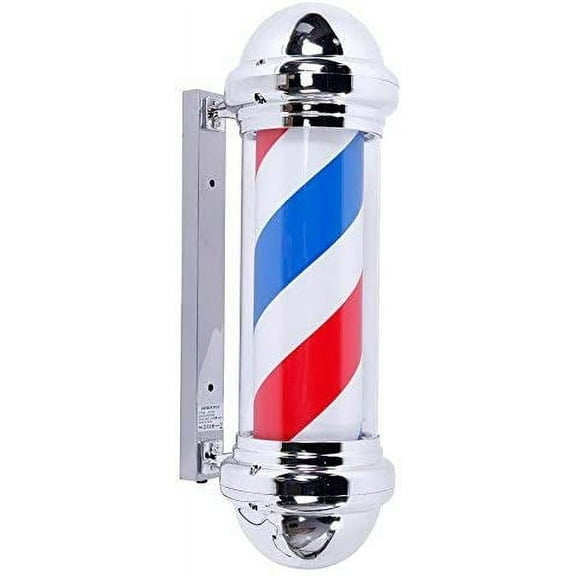 OmySalon 28" Barber Pole LED Light,Classic Style Hair Salon Barber Shop Open Sign,Rotating Red White Blue LED Strips,IP44 Waterproof Save Energy