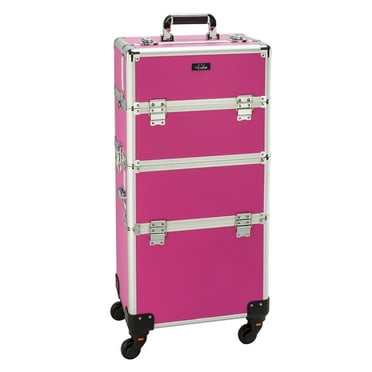 OmySalon 3 in 1 rolling cosmetic makeup train case for professional, Rose Makeup trolley