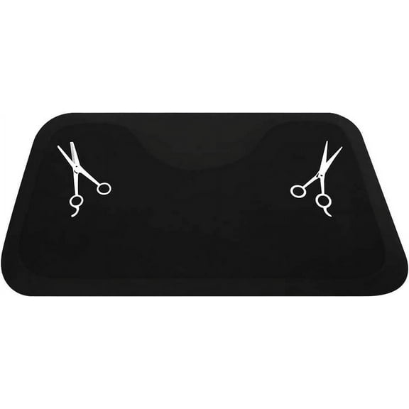 OmySalon 3' x 5' Barber Floor Mats Anti Fatigue for Stylist Standing, 1/2'' Thick Comfort Matt with Scissors, Round Cut Out for Salon Styling Chair, Hair Cutting Hairdressing Beauty Equipment