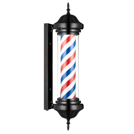 OmySalon 30" Barber Pole LED Light Rome Style,Hair Salon Barber Shop Open Sign,Rotating Red White Blue Strips,IP44 Waterproof Save Energy