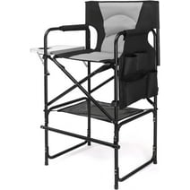 OmySalon 30inch Directors Camping Chair Folding with Side Table,Portable Makeup Artist Bar Height, Aluminum Frame 300 lbs Capacity