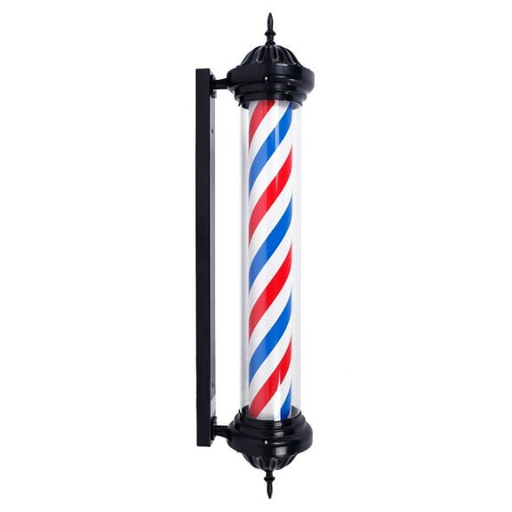 OmySalon 41" Barber Pole LED Light Rome Style,Hair Salon Barber Shop Open Sign,Rotating Red White Blue Strips,IP44 Waterproof Save Energy