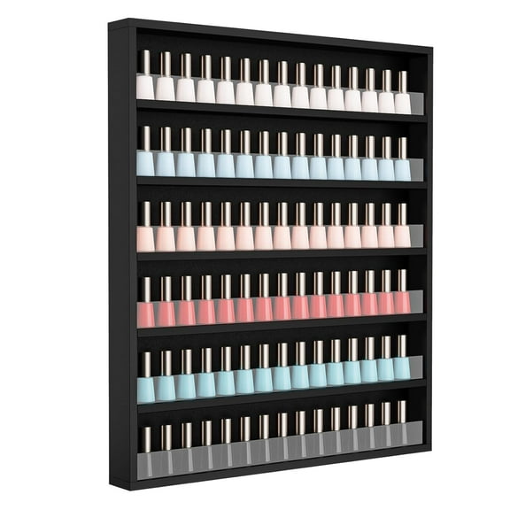OmySalon 6 Layers Nail Polish Rack, Wall Mount Nail Polish Organizer w/Acrylic Baffle (White)