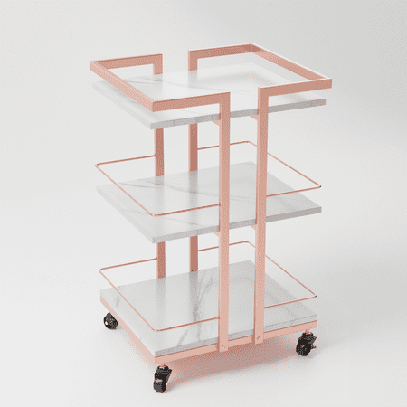 OmySalon Esthetician Cart with Wheels Utility Salon Rolling Trolley, Mobile Storage Organizer for Beauty Spa Cosmetology Massage, Tattoo Manicure Facial Tool Holder Station