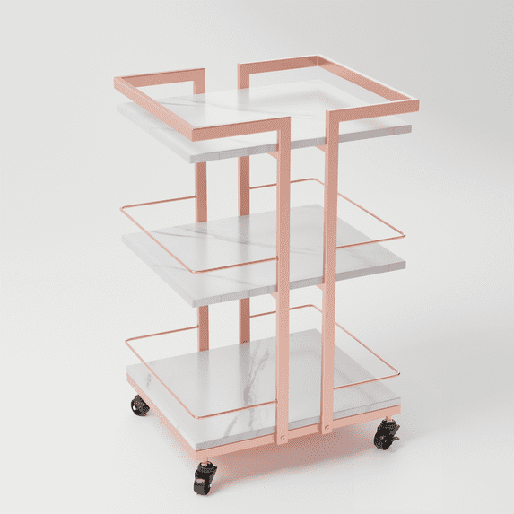 OmySalon Esthetician Cart with Wheels Utility Salon Rolling Trolley, Mobile Storage Organizer for Beauty Spa Cosmetology Massage, Tattoo Manicure Facial Tool Holder Station