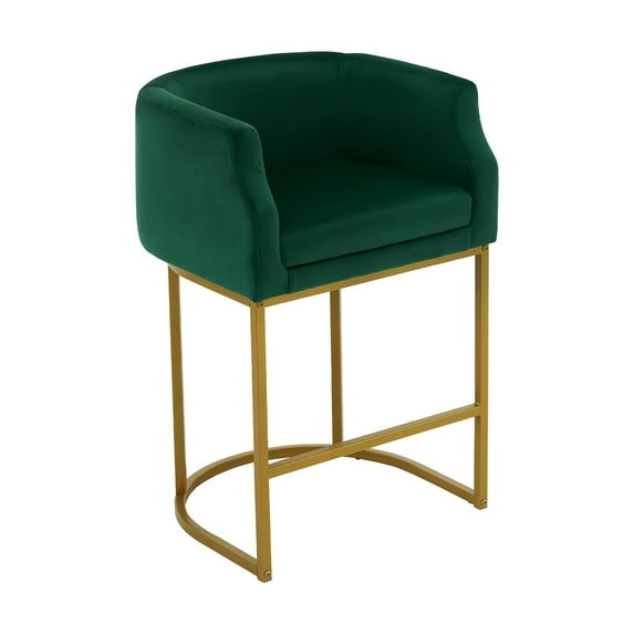 OmySalon Manicure Chair Velvet Vanity Chair, High Gold Metal Support w/Comfotable Armrest for Beauty Nail Salon Bedroom Living Room Office, 21.1''D x 22.8''W x 33.3''H (Dark Green)
