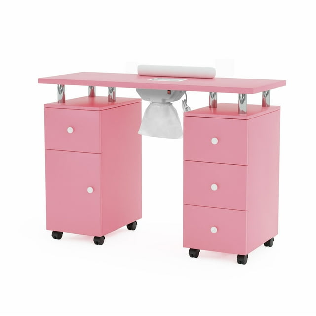 OmySalon Professional Portable Manicure Table with Storage, Electric