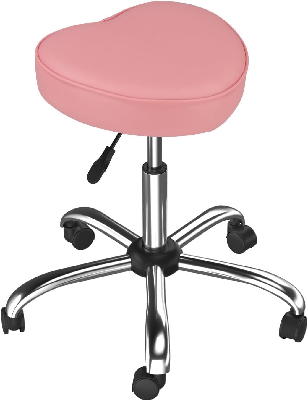 OmySalon Rolling Stool with Wheels, Hydraulic Massage Chair, Heart-Shaped Adjustable Salon Stool, Swivel Stools for Hair Stylist, Vanity SPA, Bar, Barber, Home Office, Tattoo, Hot Pink