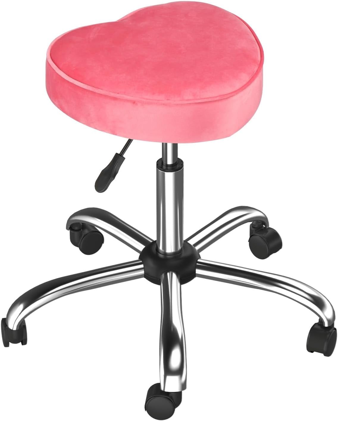 OmySalon Rolling Stool with Wheels, Hydraulic Massage Chair, Heart-Shaped Adjustable Salon Stool, Swivel Stools for Hair Stylist, Vanity SPA, Bar, Barber, Home Office, Tattoo, Hot Pink