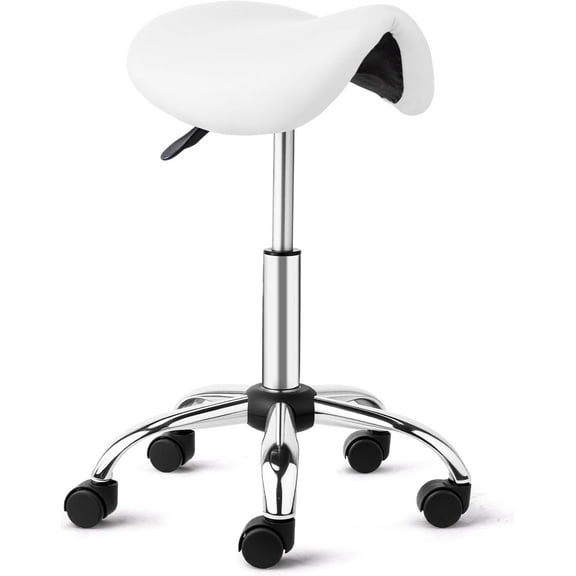 OmySalon Saddle Stool Rolling Chair, Ergonomic Saddle Chair with Swivel Wheels, Adjustable Hydraulic Stylist Cutting Stool for Salon Tattoo Massage Office Medical, Black