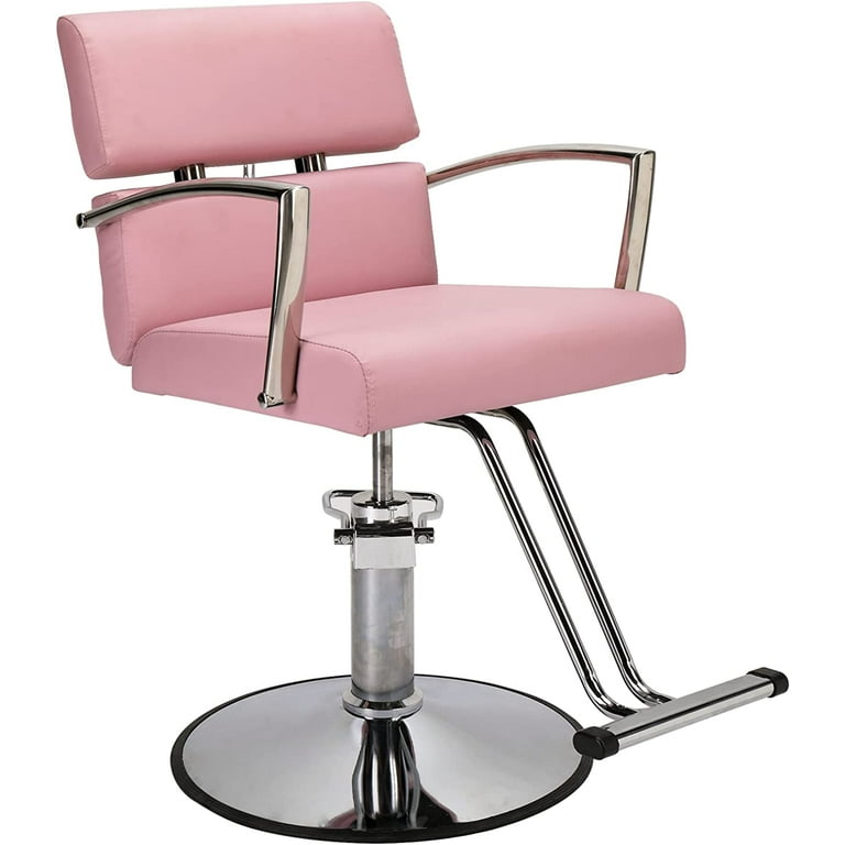 OmySalon Heavy Duty Salon Chair, Pink Hydraulic Barber Chair, 360