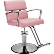 OmySalon Salon Chair Heavy Duty for Stylist, Barber Chair Pink 360 Degree Swivel, Hydraulic Pump for Hair Cutting, Beauty Spa Styling Hairdressing Tattoo Equipment