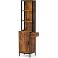 thumbnail image 1 of OmySalon Salon Station for Hair Stylist, Wall Mount Barber Stations, Hair Styling Storage Cabinet with 3-Tier Open Shelves,1 Drawer, 1 Cabinet & 3 Hot Tool Holders,Rustic Brown, 1 of 8