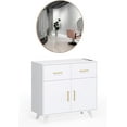 thumbnail image 1 of OmySalon Salon Stations for Hair Stylist, Styling Station Wall Mount Barber Station with Round Mirror & Hair Dryer Holders, Salon Storage Cabinet for Beauty Spa Dresser, White, 1 of 8
