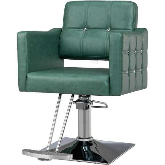 OmySalon Salon Styling Chair for Hair Stylist Wide Seat, Hydraulic Barber Chair with Stainless Steel Footrest, Camel Hair Salon Chair Heavy Duty, Beauty Spa Cosmetology Shampoo Hairdressing Equipment