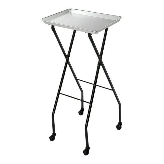 OmySalon Salon Tray on Wheels Folding Color Trays for Salon, Aluminium Tattoo Tray Rolling Trolley Cart Mobile Hair Cart for Cosmetology Stylist Hairdresser, Beauty Spa Service Storage Station