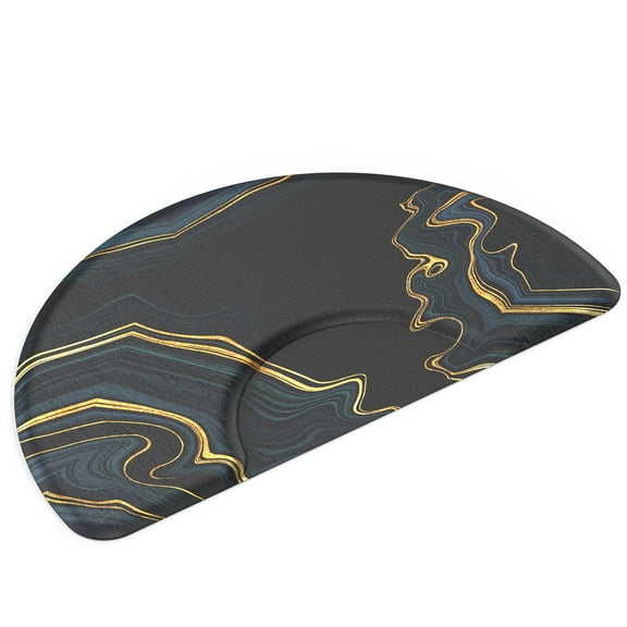 OmySalon Semi Circle Salon Anti-Fatigue Mat with Round Cutout, 3'x5' Barber Floor Mat