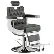 OmySalon Vintage Barber Chair Heavy Duty Professional Salon Chair for Hair Stylist, Reclining All Purpose Chair Hydraulic Adjustable Headrest, Barbershop Beauty Spa Styling Tattoo Shampoo Equipment