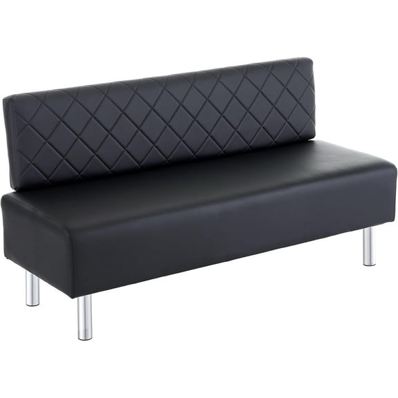 OmySalon Waiting Room Bench with Back, 58.6 Office Guest Chair Upholstered Reception Seating, Lobby Furniture for Beauty Salon Barbershop Airport Bank Hall Room Conference, Black