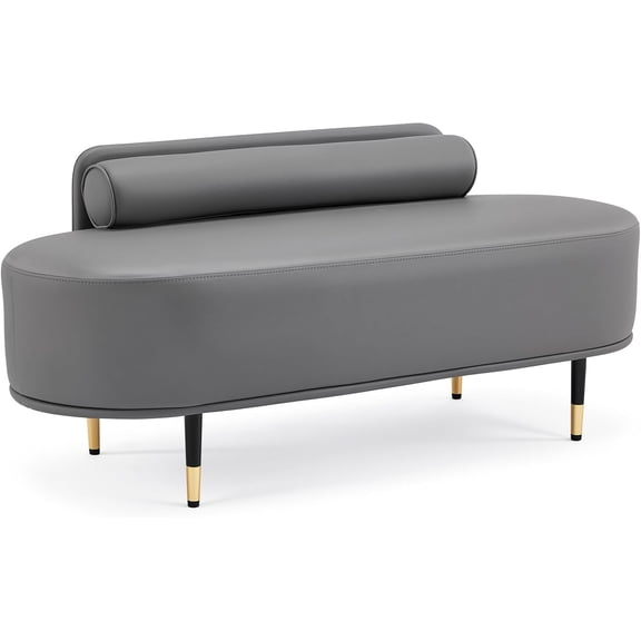 OmySalon Waiting Room Bench with Low Back, 53.5" Office Guest Chair, Faux Leather Upholstered Reception Seating, Lobby Bench for Beauty Salon Barbershop Airport Bank Hall Room Conference