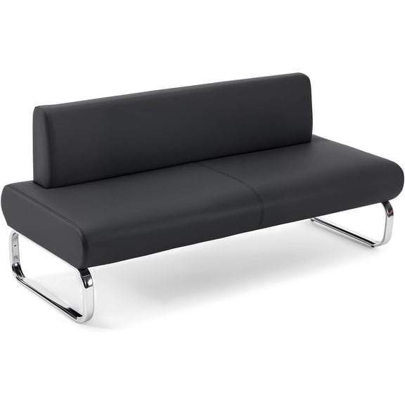 OmySalon Waiting Room Chairs Faux Leather Office Guest Chair, 59’’ Black Lobby Bench Seating, Reception Area Furniture for Clinic Hospital School