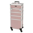 thumbnail image 1 of Omysalon 4 in 1 rolling cosmetic makeup train case for professional, Pink makeup trolley, 1 of 10