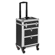 Omysalon Rolling Cosmetic Makeup Case Trolley for Professional with Drawers, Black