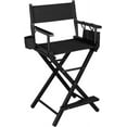 thumbnail image 1 of Omysalon Upgraded 24" Height Tall Director Chair Folding Artist Makeup with Replacement Cover Canvas, Storage Side Bags, Portable Footrest, Support 250 lbs,Solid Hardwood & Polyester Black, 1 of 8