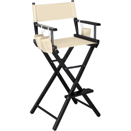 OmySalon Solid Hardwood Folding Makeup Chair, Black