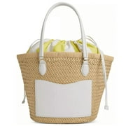 On 34th Isabellaa Straw Medium Drawstring Tote, Created for Macys - Straw/white