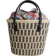 On 34th Isabellaa Straw Tote Bag, Created for Macys - Straw/blk