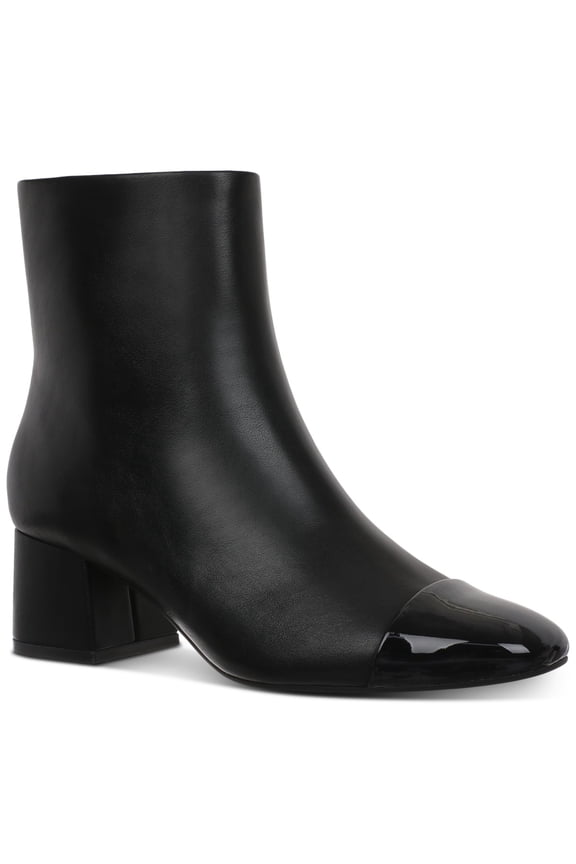 Janette Cap-Toe Booties, Black Smooth 6.5M