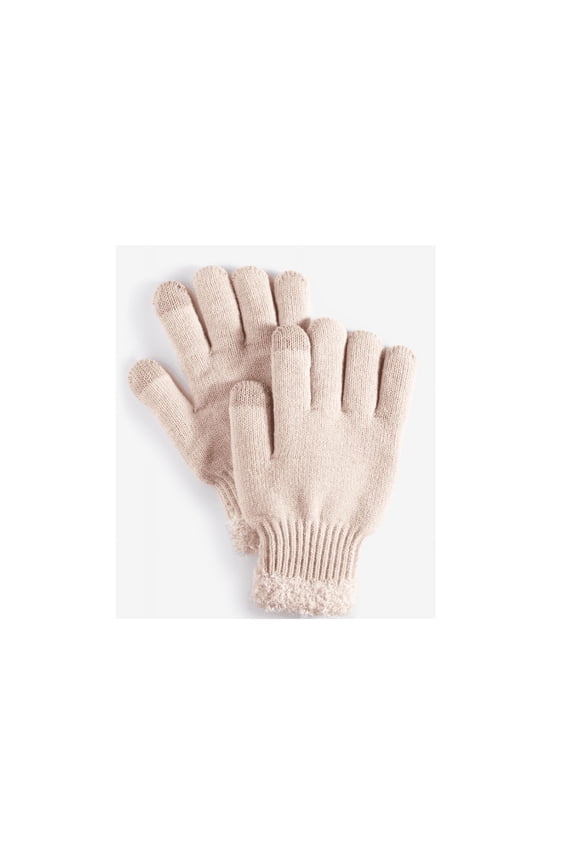 Women's Rib-Stitch Fuzzy-Cuff Gloves,  Blush