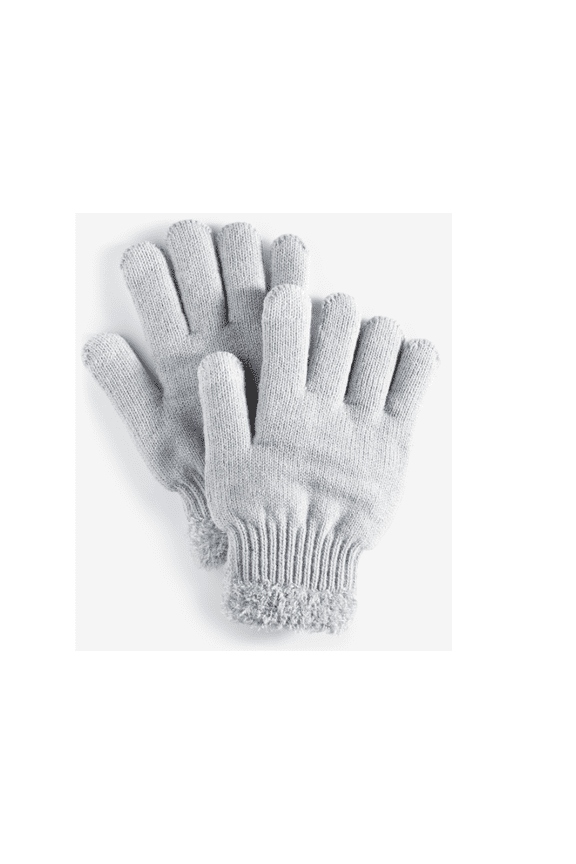 Women's Rib-Stitch Fuzzy-Cuff Gloves, Created for Macy's - Grey