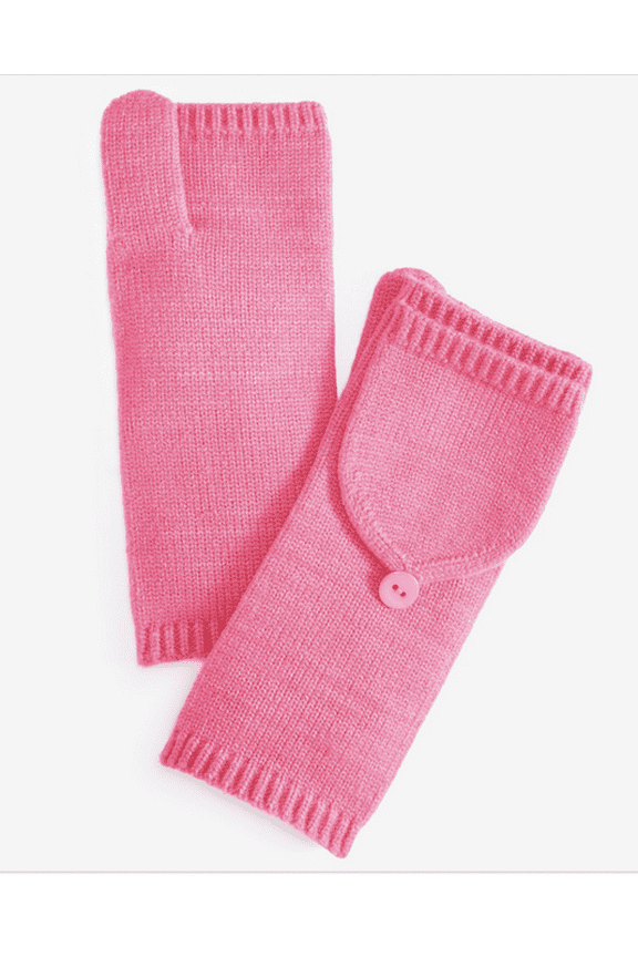 Women's Ribbed Pop-Top Gloves- Pink