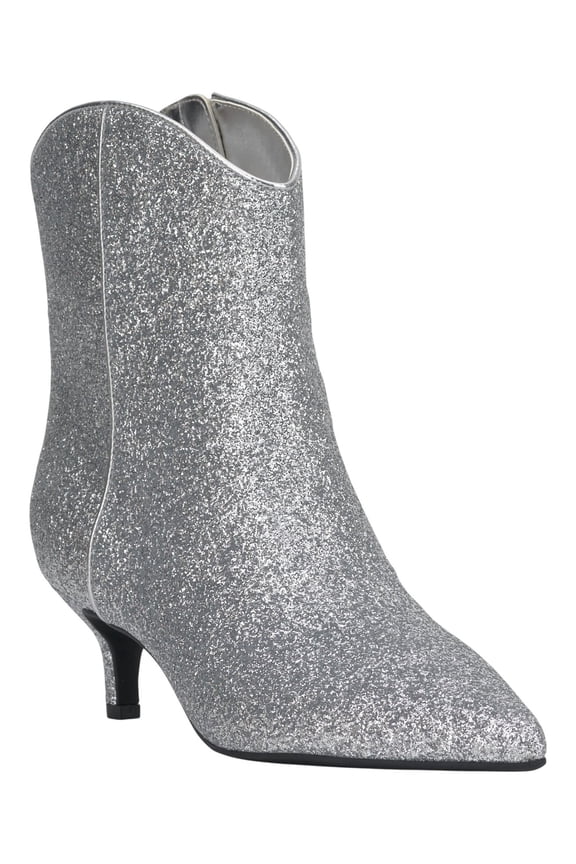 Womens Aatira Tulip Booties 10019682200 Silver Glitter Gray 5M