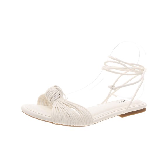 On 34th Womens Jenniee Faux Leather Flat Strappy Sandals