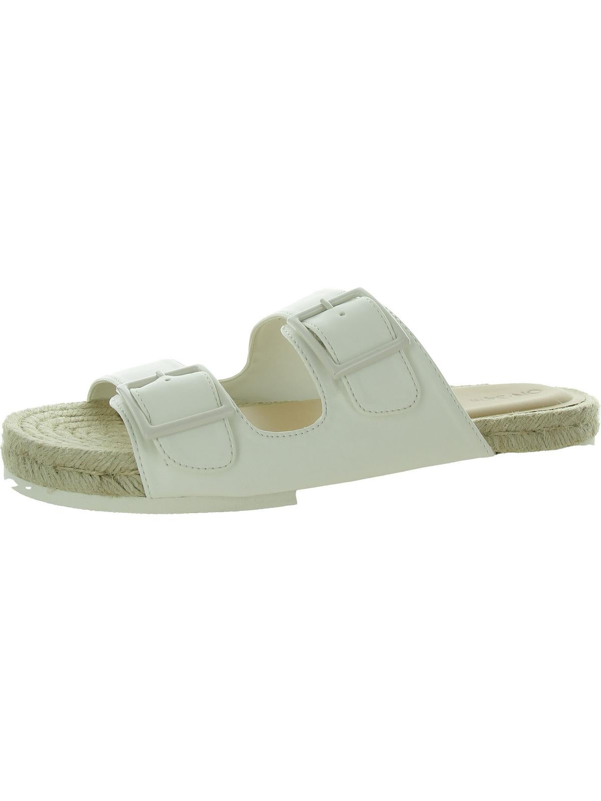 faux leather slide sandals