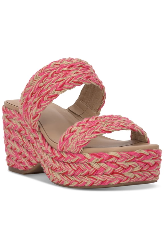 Womens Norina Woven Wedges Two Band Pink Multi Raffia 6M