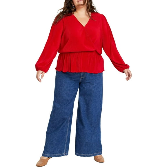 On 34th Womens Plus Work Wear u Peplum Top