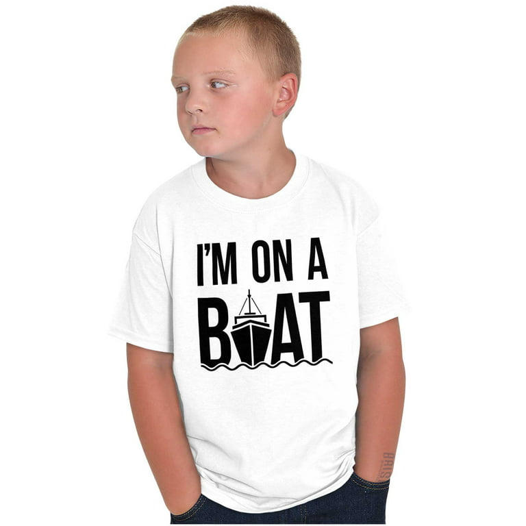 On A Boat Fishing Cruise Ship Angler Crewneck T Shirts Boy Girl