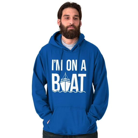 Funny I'm On a Boat Fishing Joke Unisex Plus Size Hoodie Brisco Brands 3X