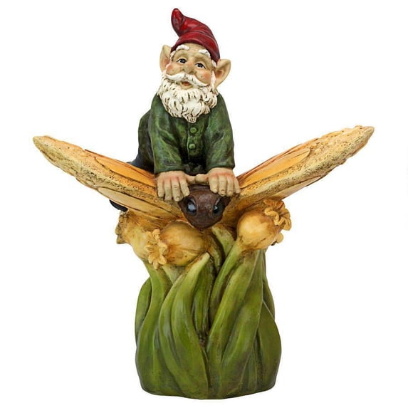 On A Butterfly'S Back Garden Gnome Statue