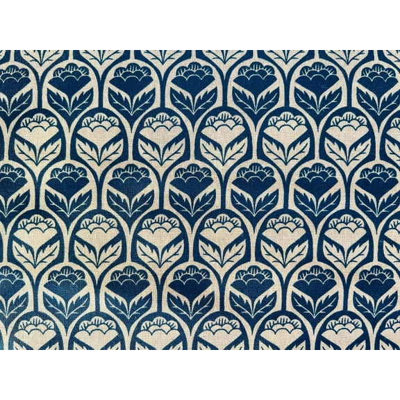 On A Fall Day Scallop Flower Fabric - Harvest Brown Canvas Fabric - 1/2 Yard