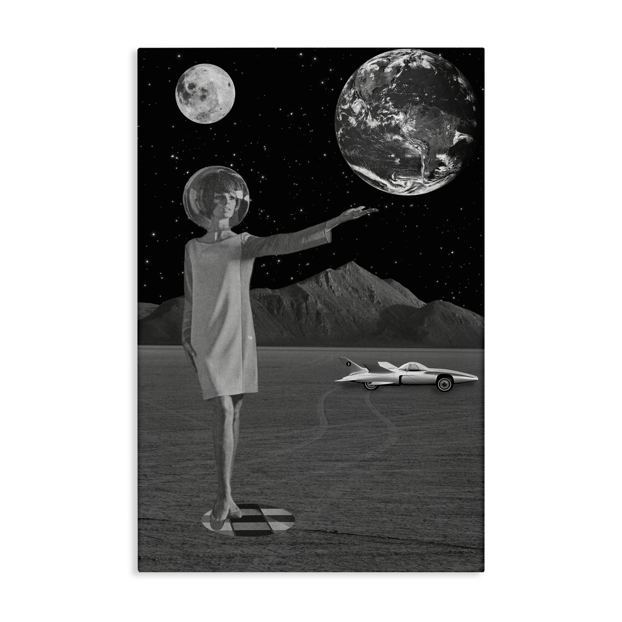 On A Mission Retro Space Canvas Wall Art, design by Elo Marc