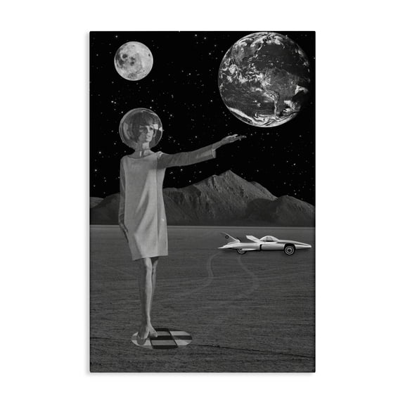 On A Mission Retro Space Canvas Wall Art, design by Elo Marc