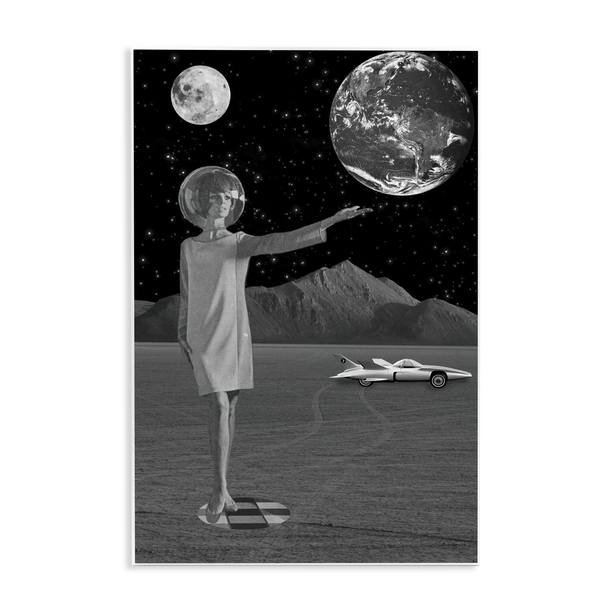 On A Mission Retro Space Wall Plaque Art, design by Elo Marc