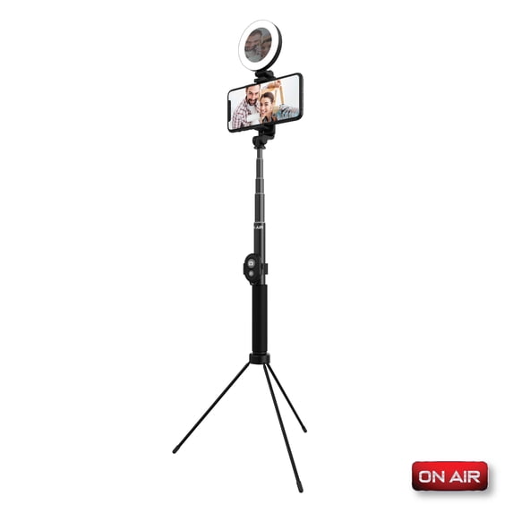 On Air Selfie Stick Tripod, 5" Ring Light with Extendable Tripod, USB-Powered