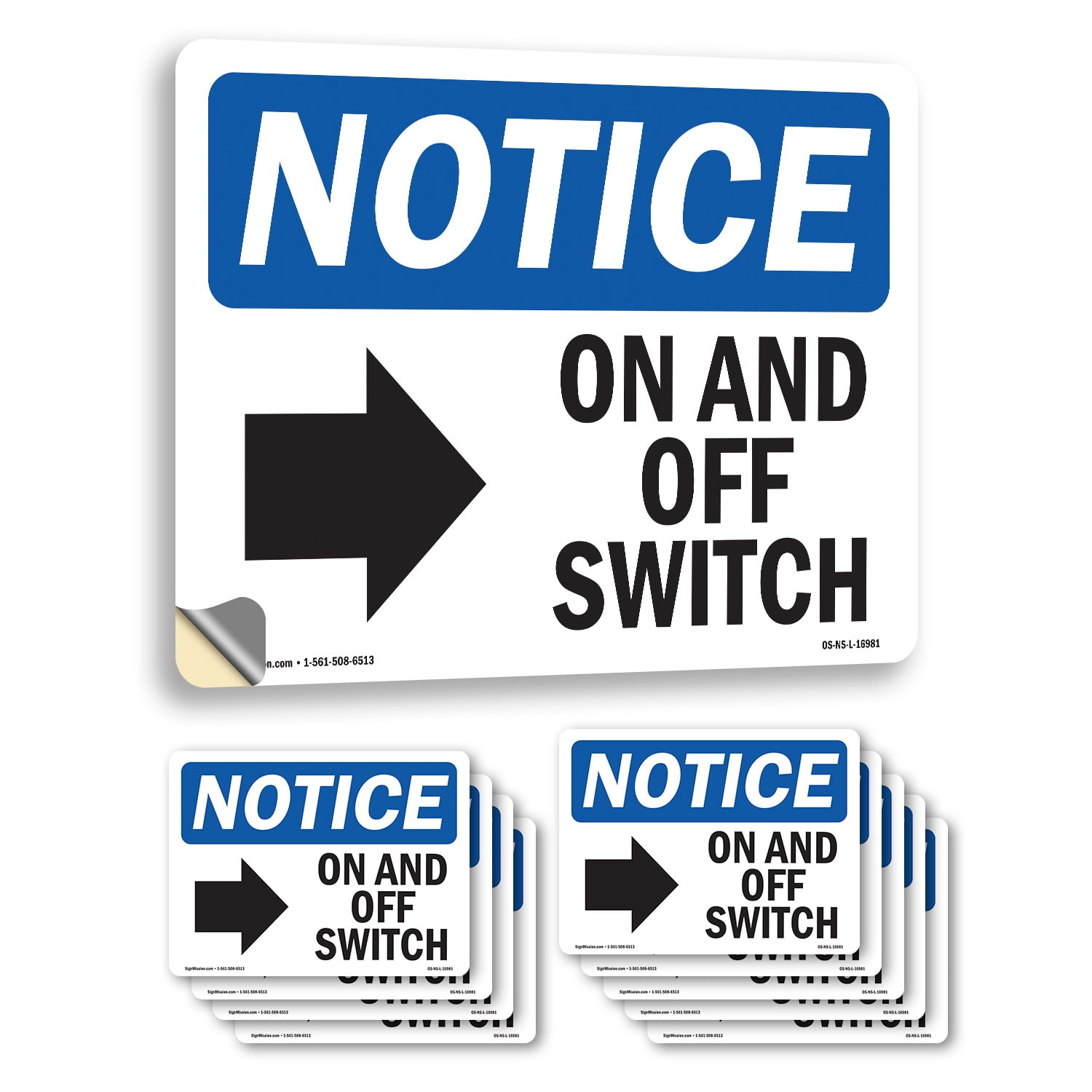 On And Off Switch With Symbol OSHA Notice Vinyl Decal Label 10 Inch x 7 ...